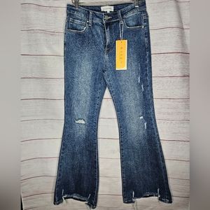 Risen Jeans flare wide leg distress 9/29